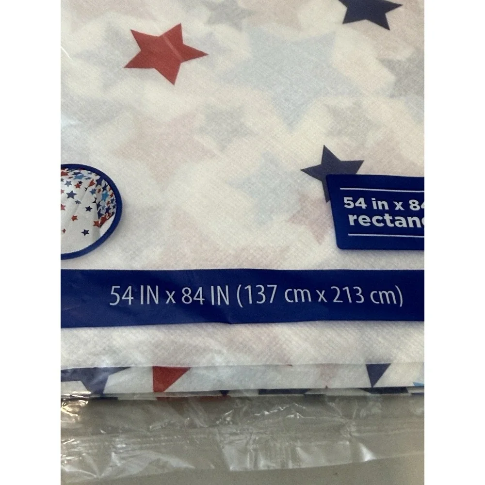 Vintage Lot of 2 Paper Table Covers Stars USA Celebration 54 x 84